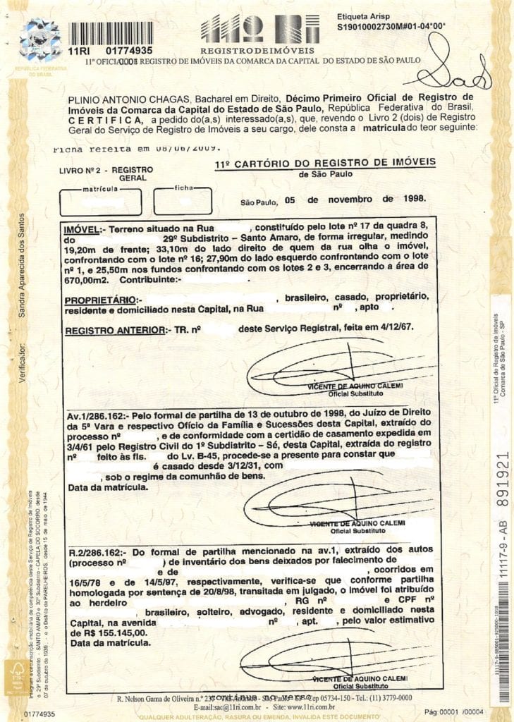 Certidão de imóvel tem prazo de validade?